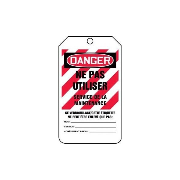 Accuform French Safety Tags, DANGER DO NOT OPERATE MAINTENANCE DEPARTMENT, 5.75in x 3.25in, RP-Plastic, 25PK FRMLT401PTP - main